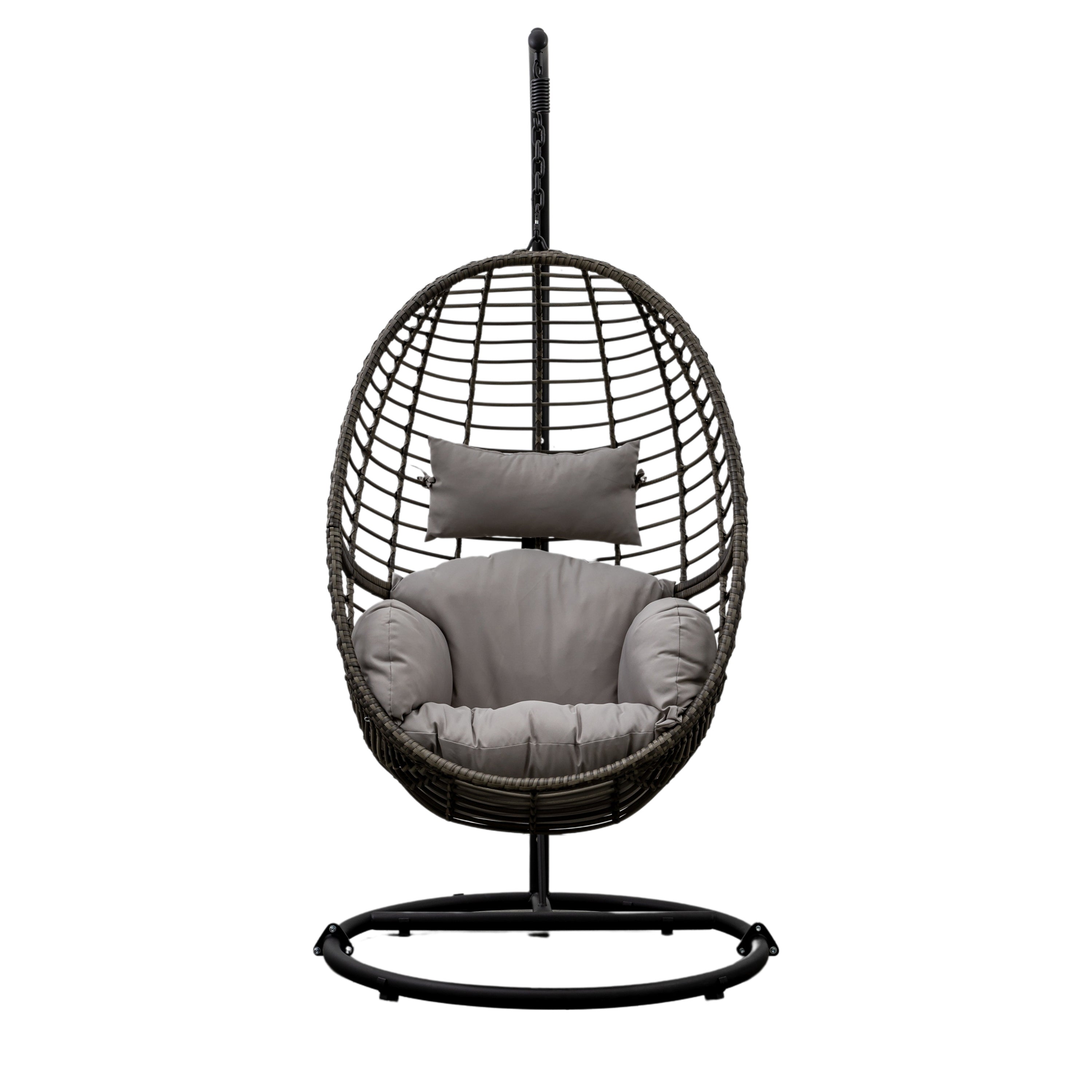Adalio Grey Wicker Hanging Egg Chair | 1 Seater